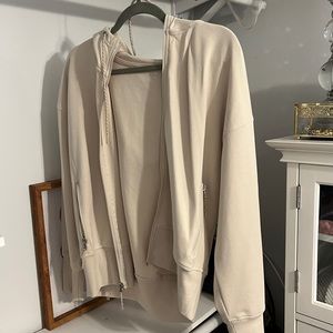 Beige athletic zip up